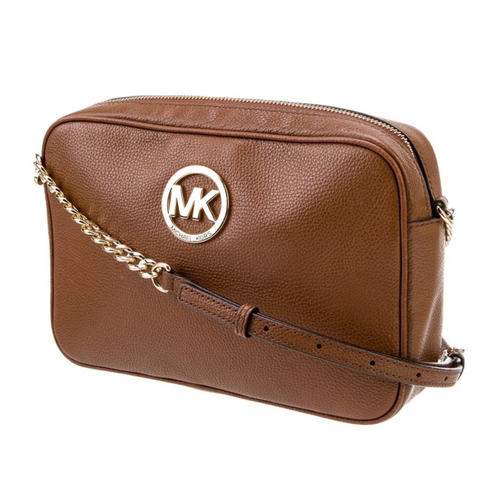 Michael Kors Brown Pebbled Leather Camera Bag | EUC